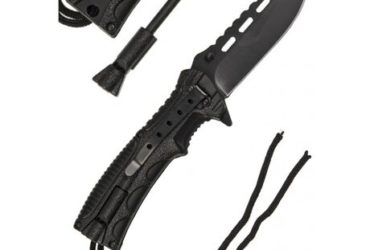 Mil-Tec Black One-Hand Knife Paracord w.Fire Starter Σουγιάς Επιβίωσης