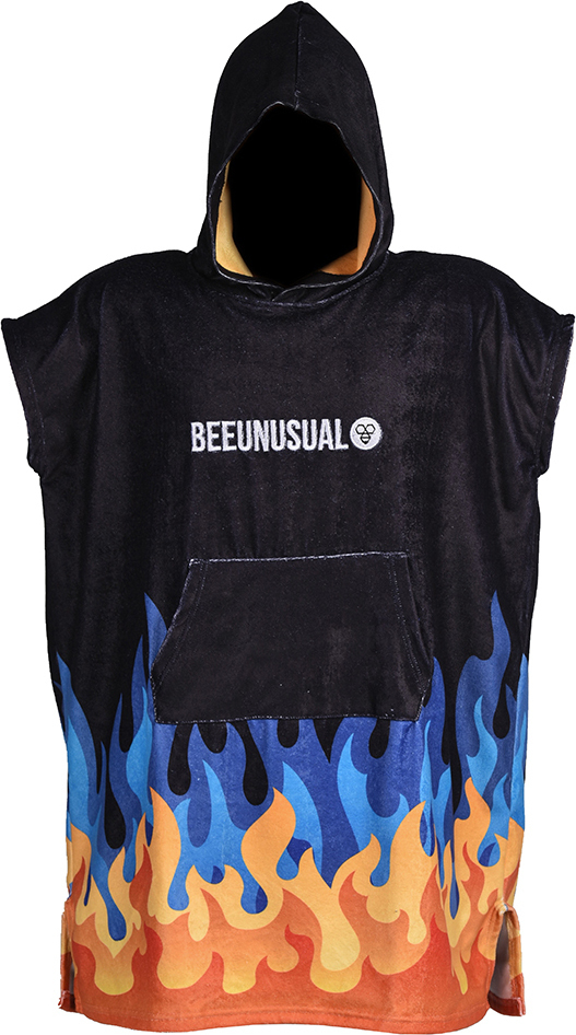Bee Unsual Chill Beach Edition “Light my Fire” poncho towel – Blk