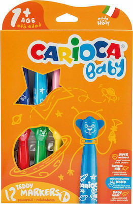 Carioca Baby Πλενόμενοι Μαρκαδόροι Ζωγραφικής Χονδροί σε 12 Χρώματα Teddy Markers