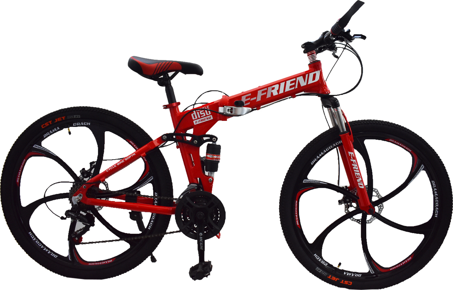Sport E-Friend NNS008 26" Κοκκινο Σπαστο Mountain Bike με 21 Ταχυτητες και Δισκοφρενα