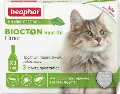 Beaphar Biocton Spot On Cat Αντιπαρασιτικές Αμπούλες 3τμχ