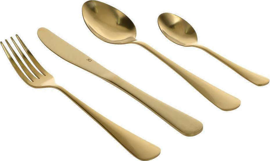 Σετ Μαχαιροπιρουνα 16 τεμαχιων από Ανοξειδωτο Ατσαλι σε χρυσο χρωμα, Cutlery set
