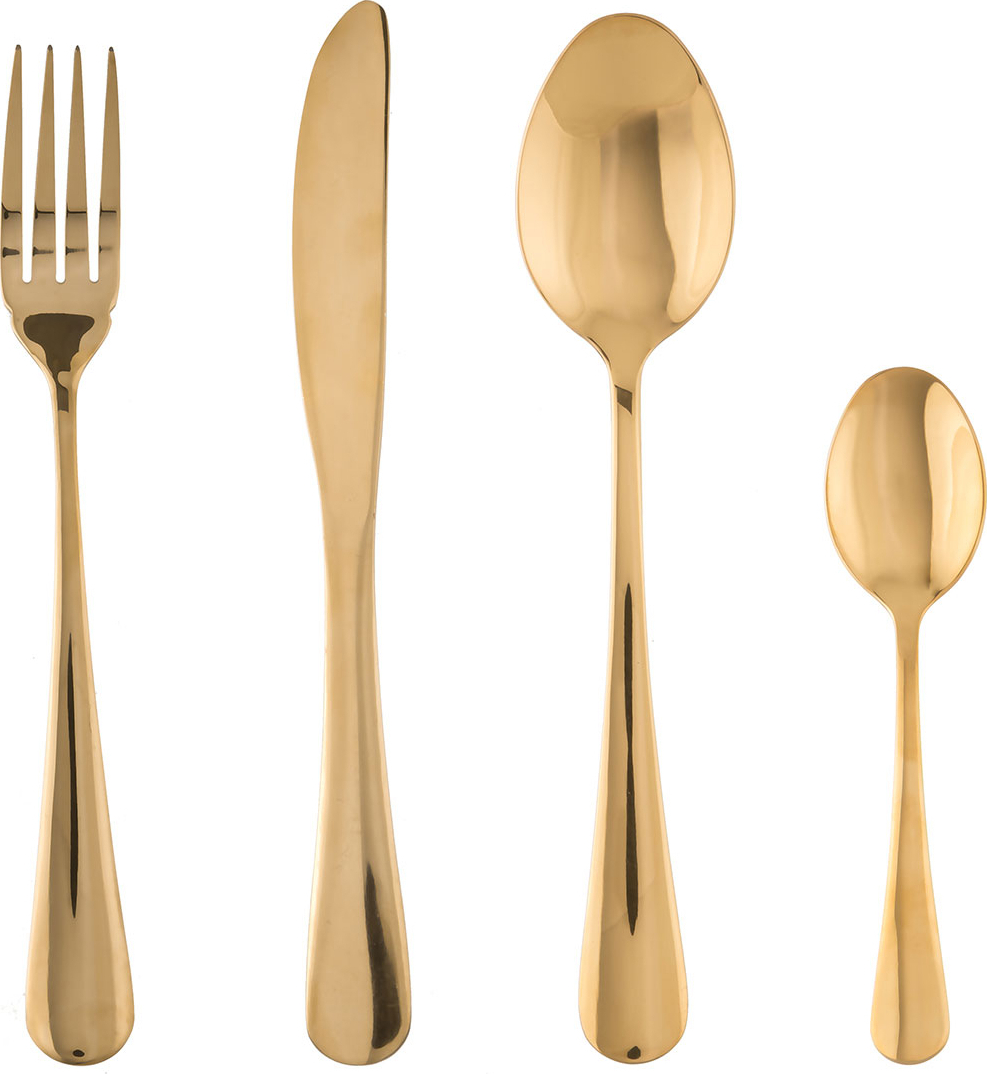 Σετ Μαχαιροπιρουνα 16 τεμαχιων από Ανοξειδωτο Ατσαλι σε χρυσο χρωμα, Cutlery set