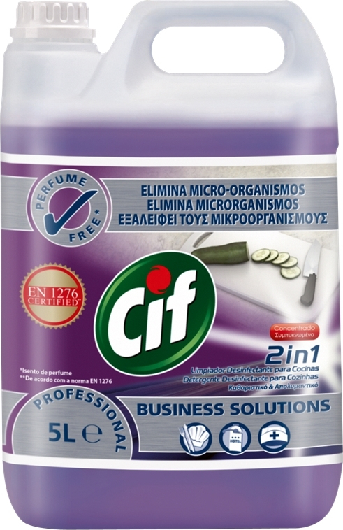 Συμπυκνωμενο καθαριστικο και απολυμαντικο 5lt χρηση σε χωρους επεξεργασιας τροφιμων Cif c373608