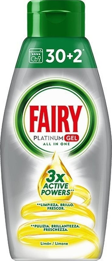 Fairy Platinum Gel Υγρο Πλυντηριου Πιατων 650ml με Αρωμα Λεμονι