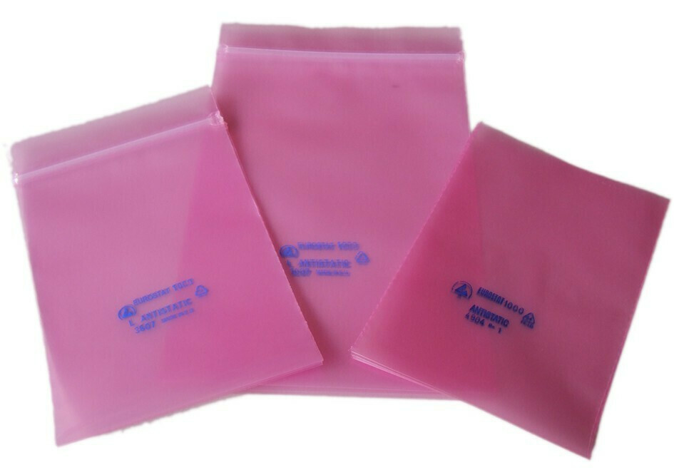 Αντιστατικες Σακουλες ESD 203mm X 127mm Ροζ χρωμα χωρις zip Συσκευασια των 100 τεμαχιων