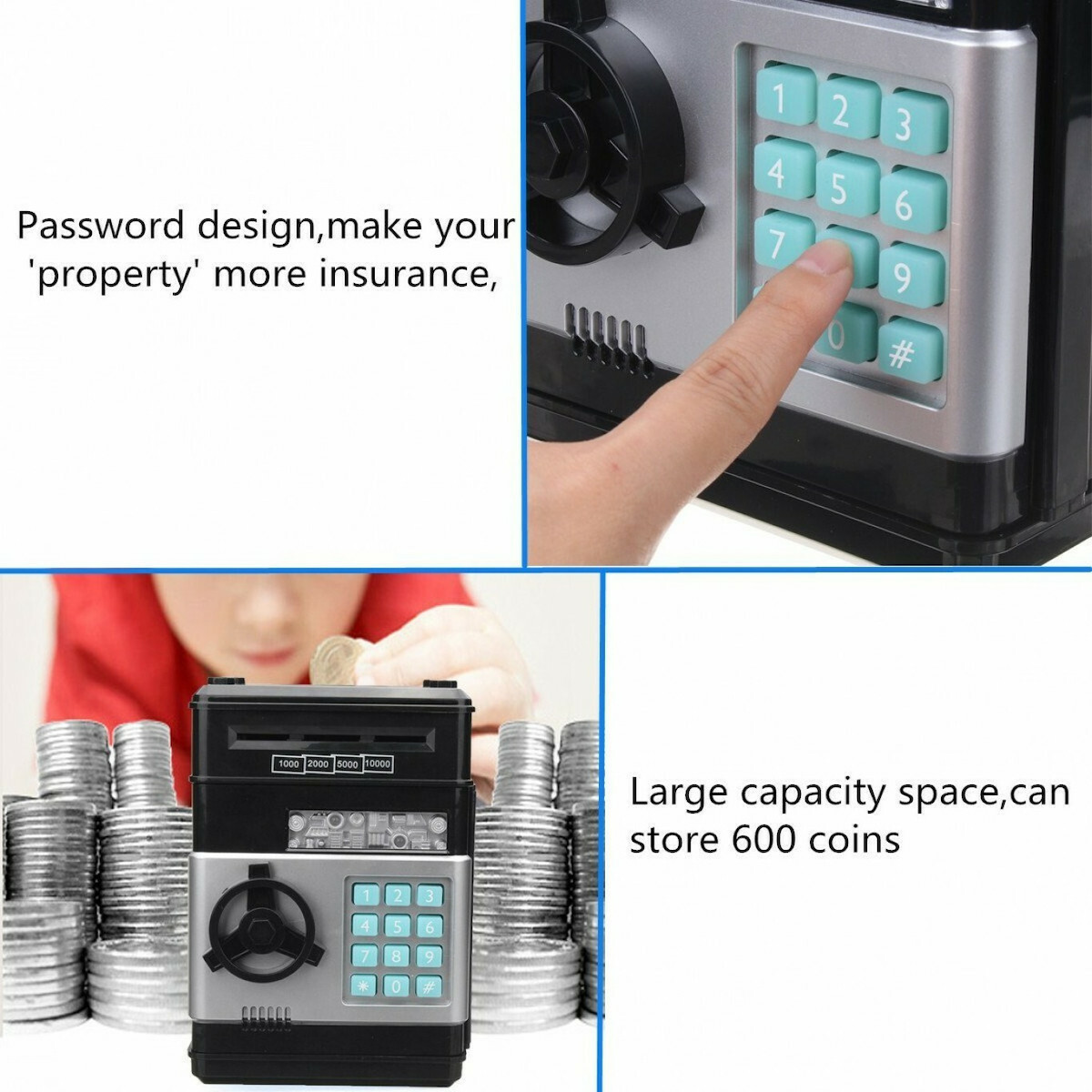 Ηλεκτρονικος Κουμπαρας Χρηματοκιβωτιο Με Κωδικο Ασφαλειας σε μαυρο χρωμα