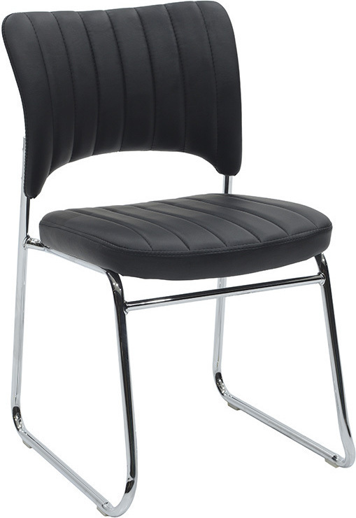 Καρέκλα γραφείου επισκέπτη Evelia pakoworld με PU χρώμα μαύρο