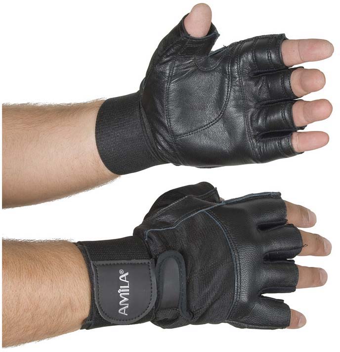Γάντια Άρσης Βαρών AMILA Nappa Aniline Μαύρο XL