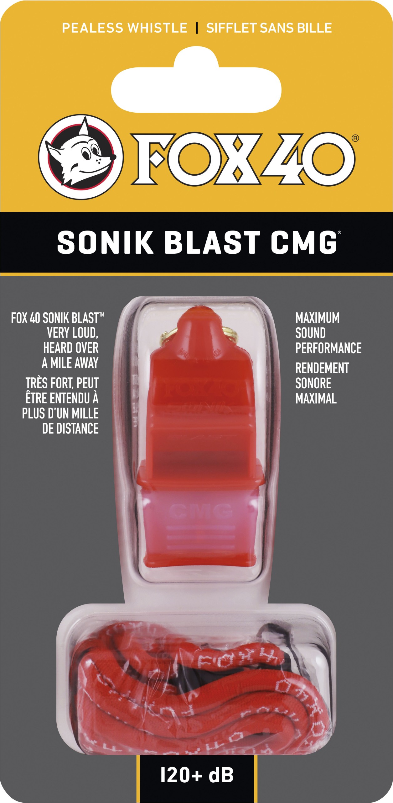 Σφυρίχτρα FOX40 Sonic Blast CMG Safety Κόκκινη με Κορδόνι