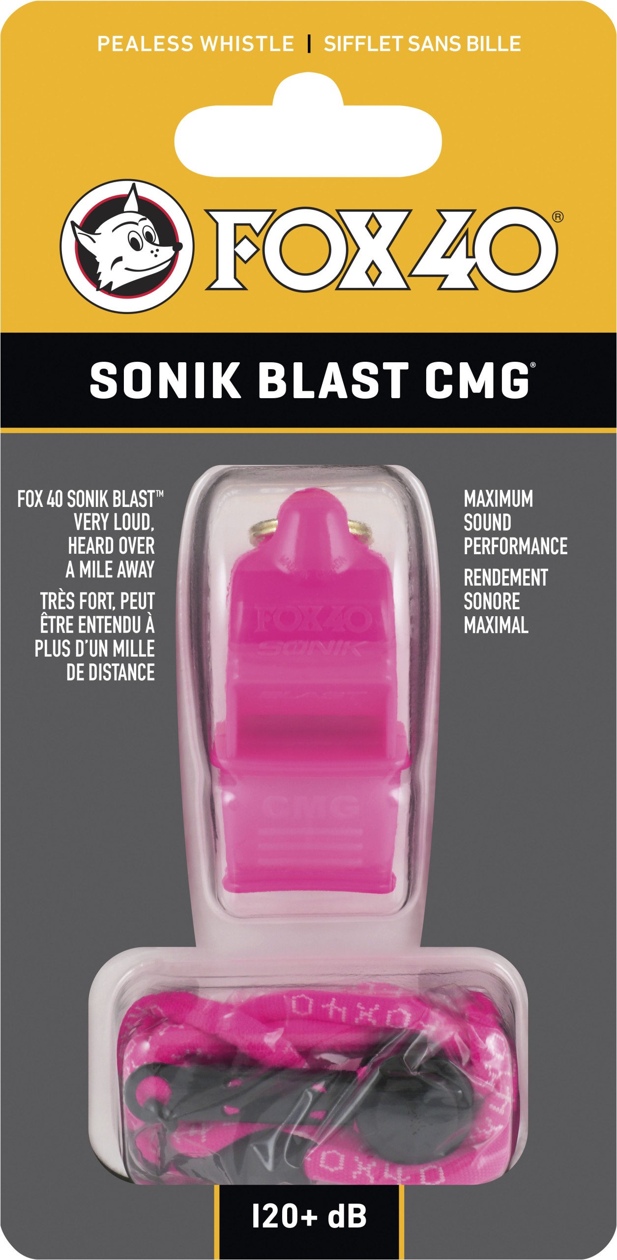 Σφυρίχτρα FOX40 Sonic Blast CMG Safety Ροζ με Κορδόνι
