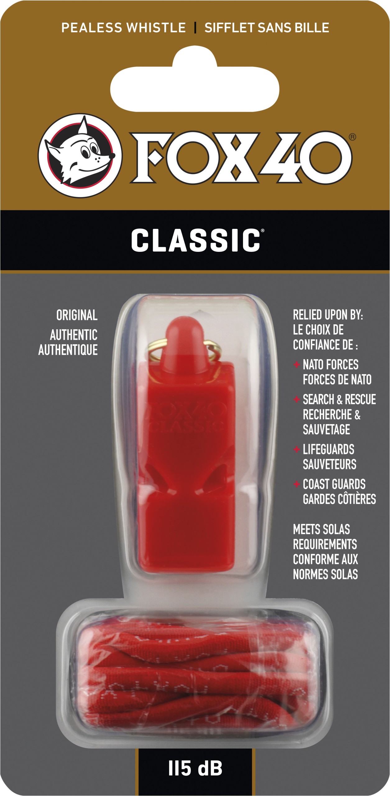 Σφυρίχτρα FOX40 Classic Safety Κόκκινη με Κορδόνι