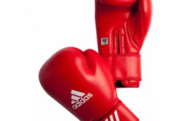 Adidas boxing gloves with AIBA approval red