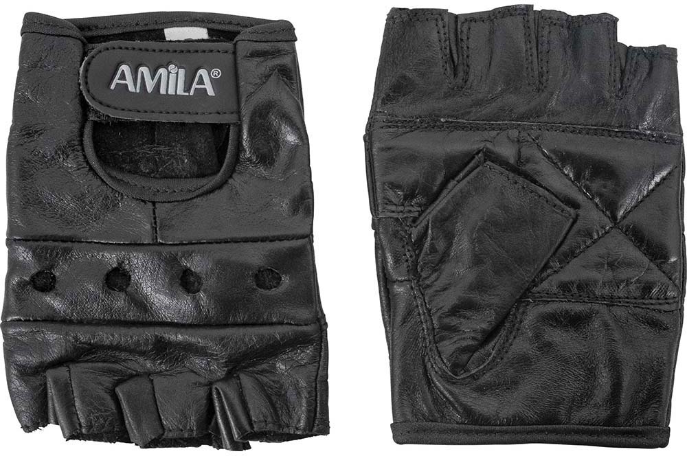 Γάντια Άρσης Βαρών AMILA Δέρμα Nappa Μαύρο M