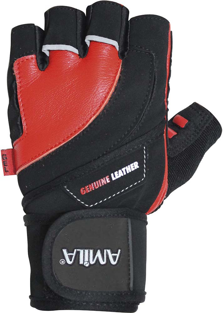 Γάντια Άρσης Βαρών AMILA Δέρμα Amara Κόκκινο/Μαύρο M