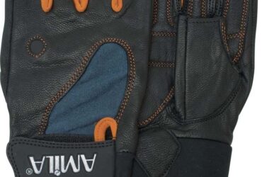 Γάντια Άρσης Βαρών AMILA Δέρμα Πορτοκαλί/Μαύρο M