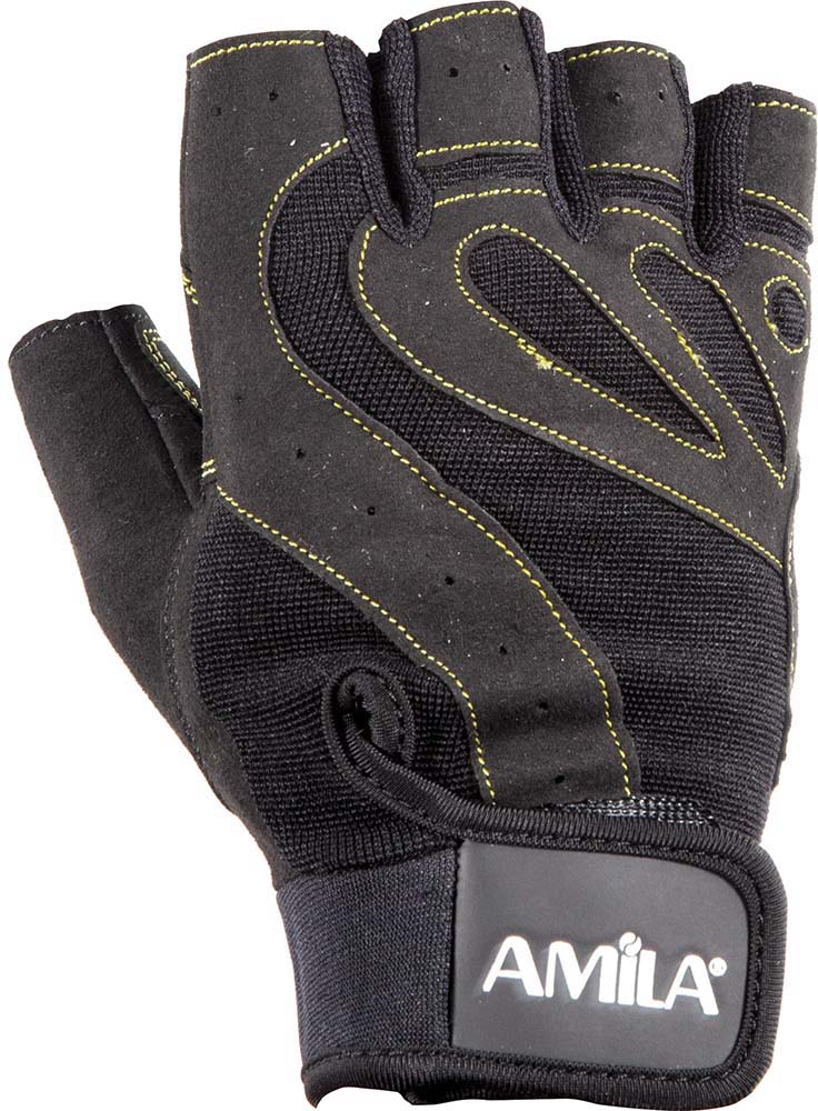 Γάντια Άρσης Βαρών AMILA Leather Μαύρο/Κίτρινο M