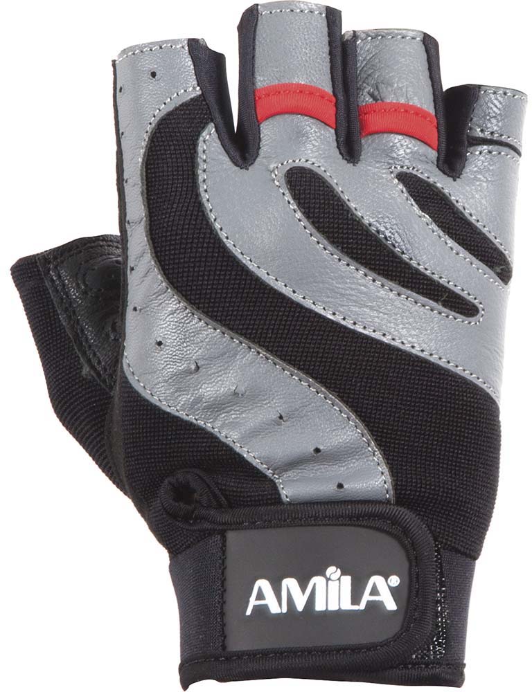 Γάντια Άρσης Βαρών AMILA Leather Μαύρο/Γκρι M