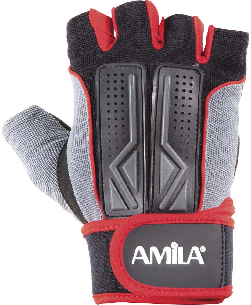 Γάντια Άρσης Βαρών AMILA Amara PU Μαύρο/Κόκκινο/Γκρι L