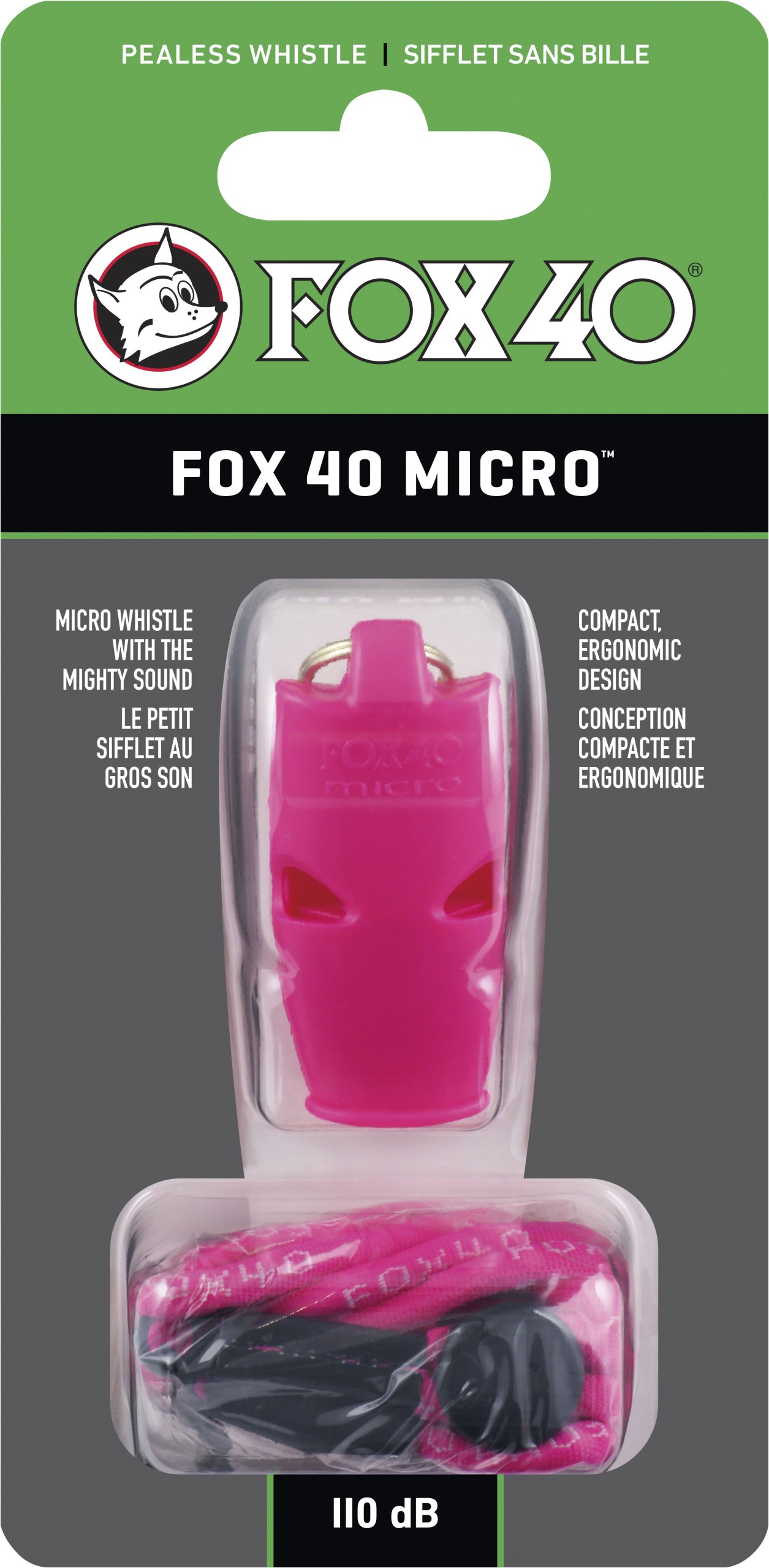 Σφυρίχτρα FOX40 Micro Safety Ροζ με Κορδόνι