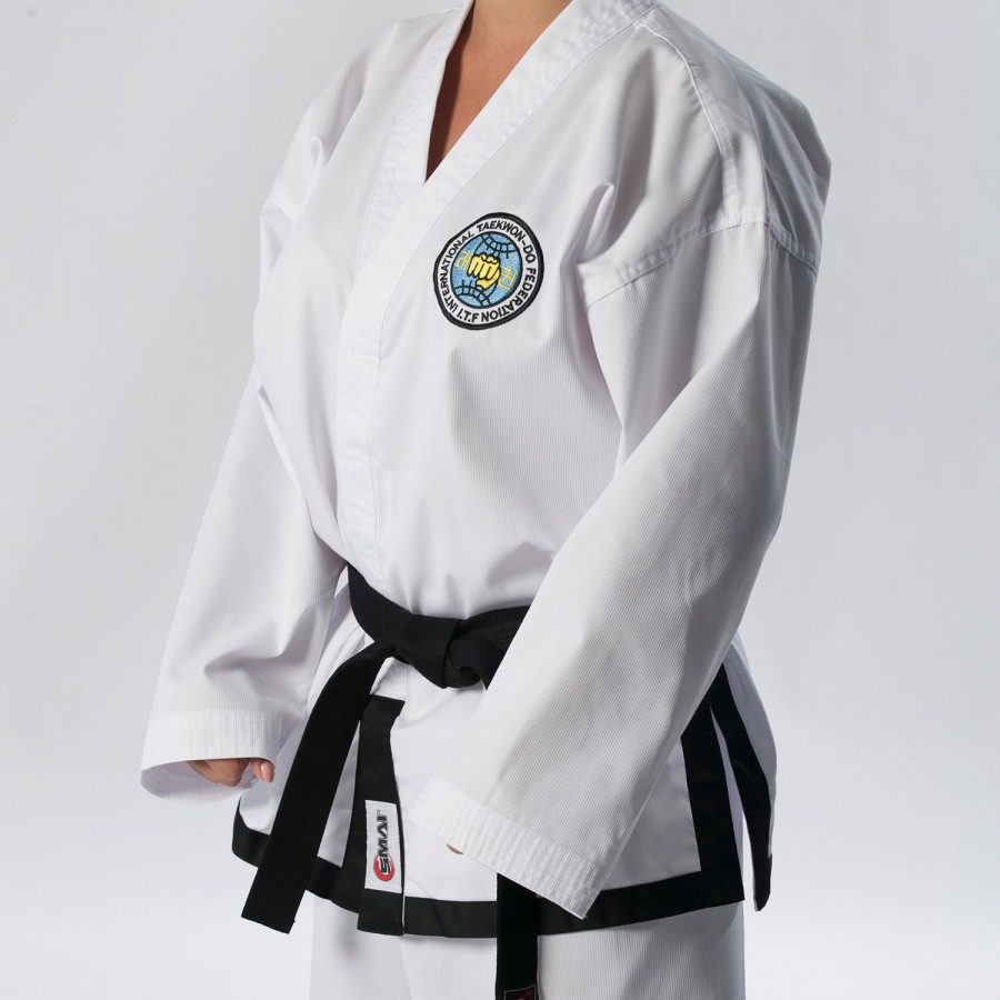 Taekwon-do Στολή SMAI ITF Μαύρο Σιρίτι Ριγωτή