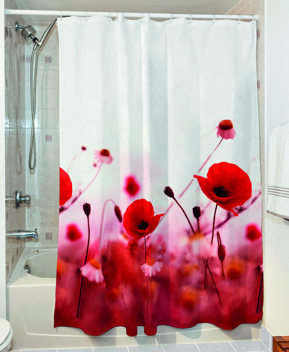 Κουρτίνα μπάνιου Poppies Art 3067 190×180 Κόκκινο Beauty Home
