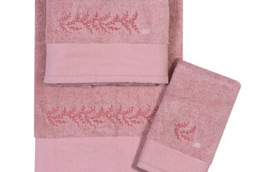 Σετ πετσέτες με κέντημα Art 3373 Σετ 3τμχ Ροζ Beauty Home