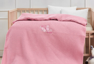 Κουβέρτα πικέ με κέντημα Art 5302 80×110 Ροζ Beauty Home
