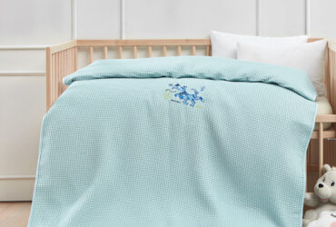 Κουβέρτα πικέ με κέντημα Art 5310 80×110 Γαλάζιο Beauty Home
