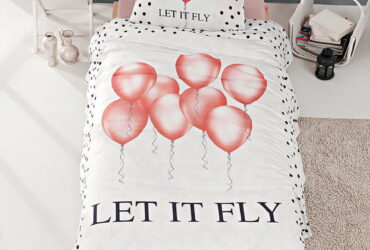 Σετ πάπλωμα μονό Fly Art 6110  160×240  Εκρού,Ροζ Beauty Home