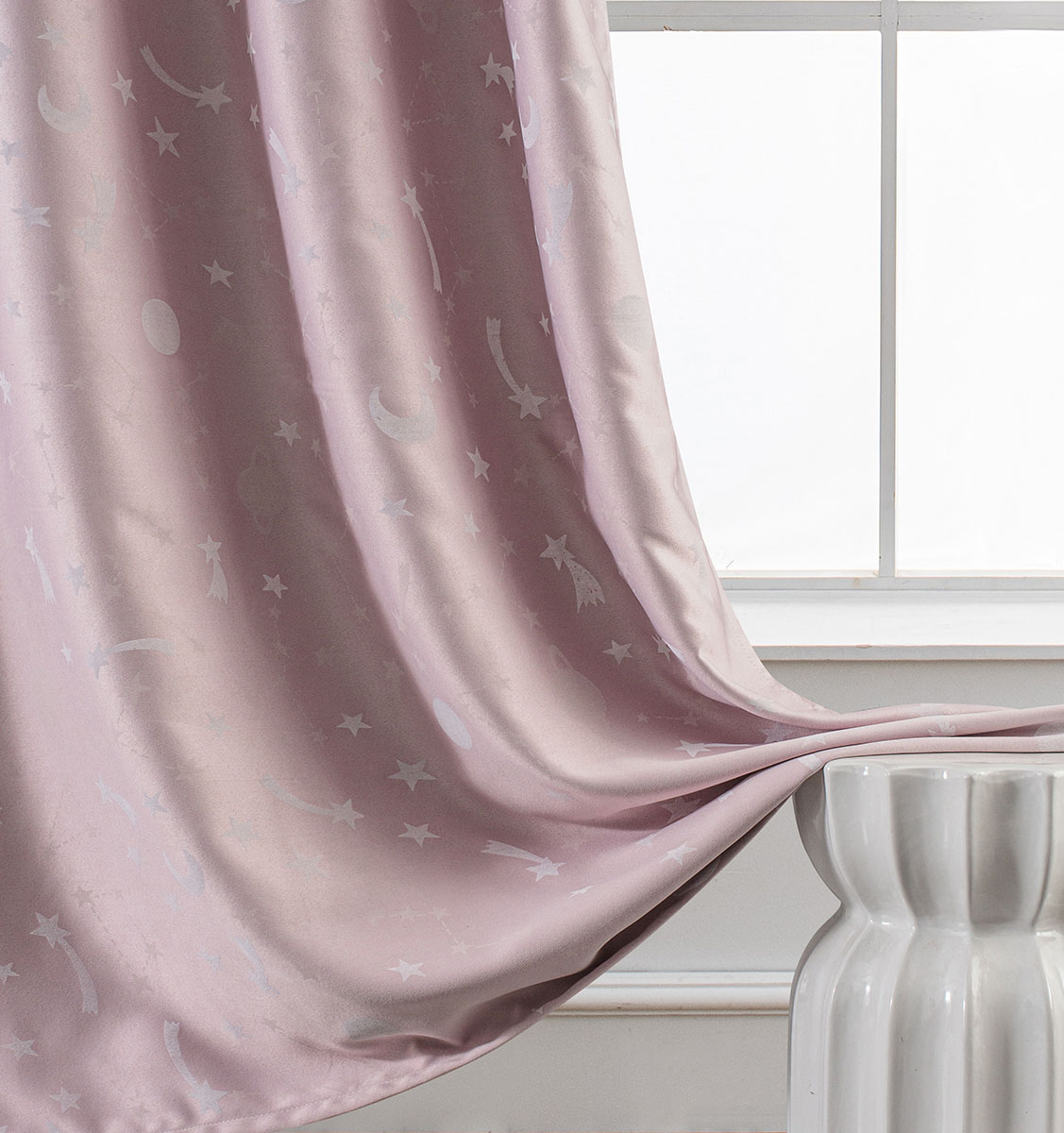 Κουρτίνα φωσφορίζουσα με 8 κρίκους Art 6140 ροζ  140×260 Ροζ Beauty Home