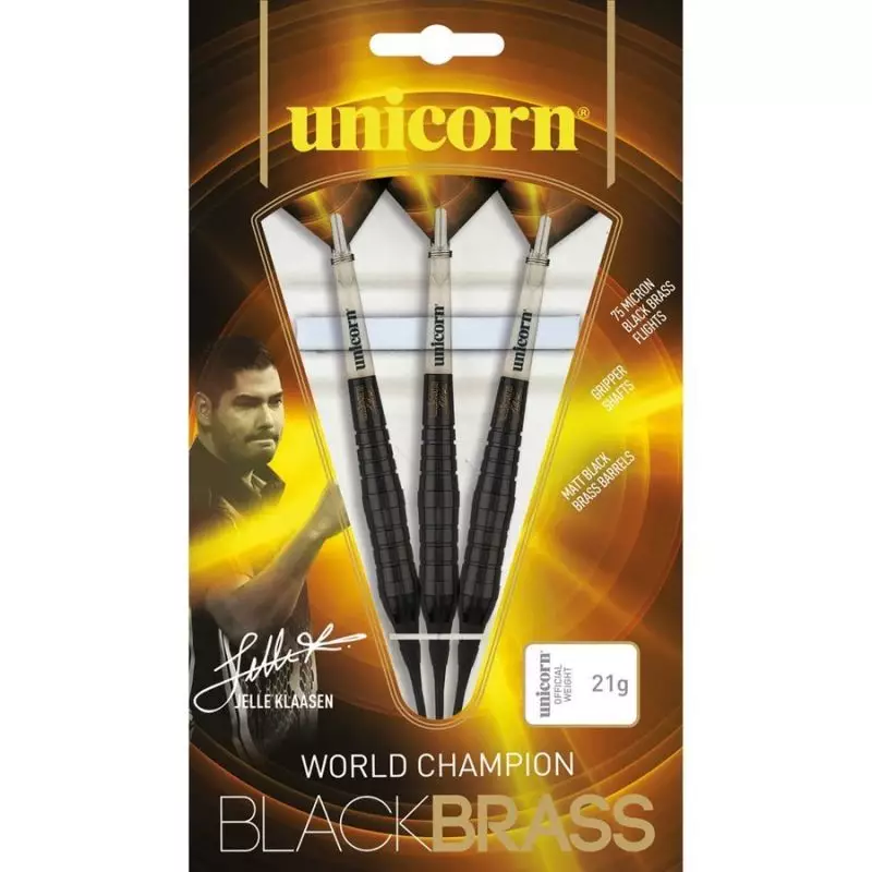 Unicorn Black Brass soft tip darts- Jelle Klaasen 19g: 23771 | 21g: 23772