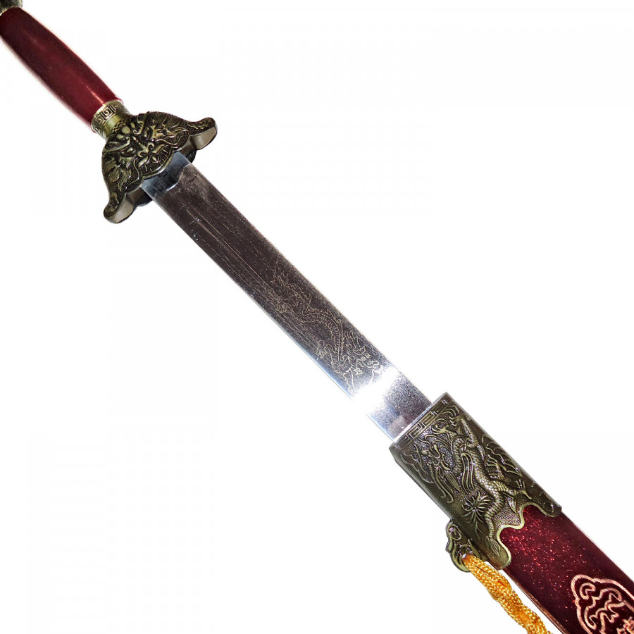 Παραδοσιακό Wushu Σπαθί Σκληρό Τσούμπα Λιοντάρι Μπορντό