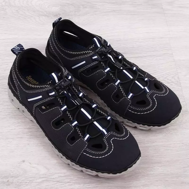 Leather shoes Rieker M RKR510 navy blue
