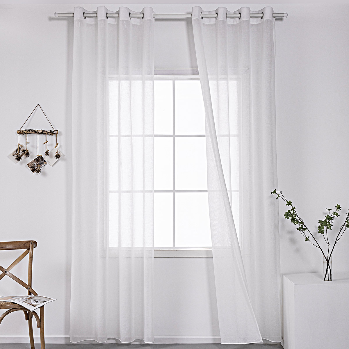 Κουρτίνα γάζα μονόχρωμη με 8 μεταλλικούς κρίκους Art 8440 140×270 Λευκό Beauty Home