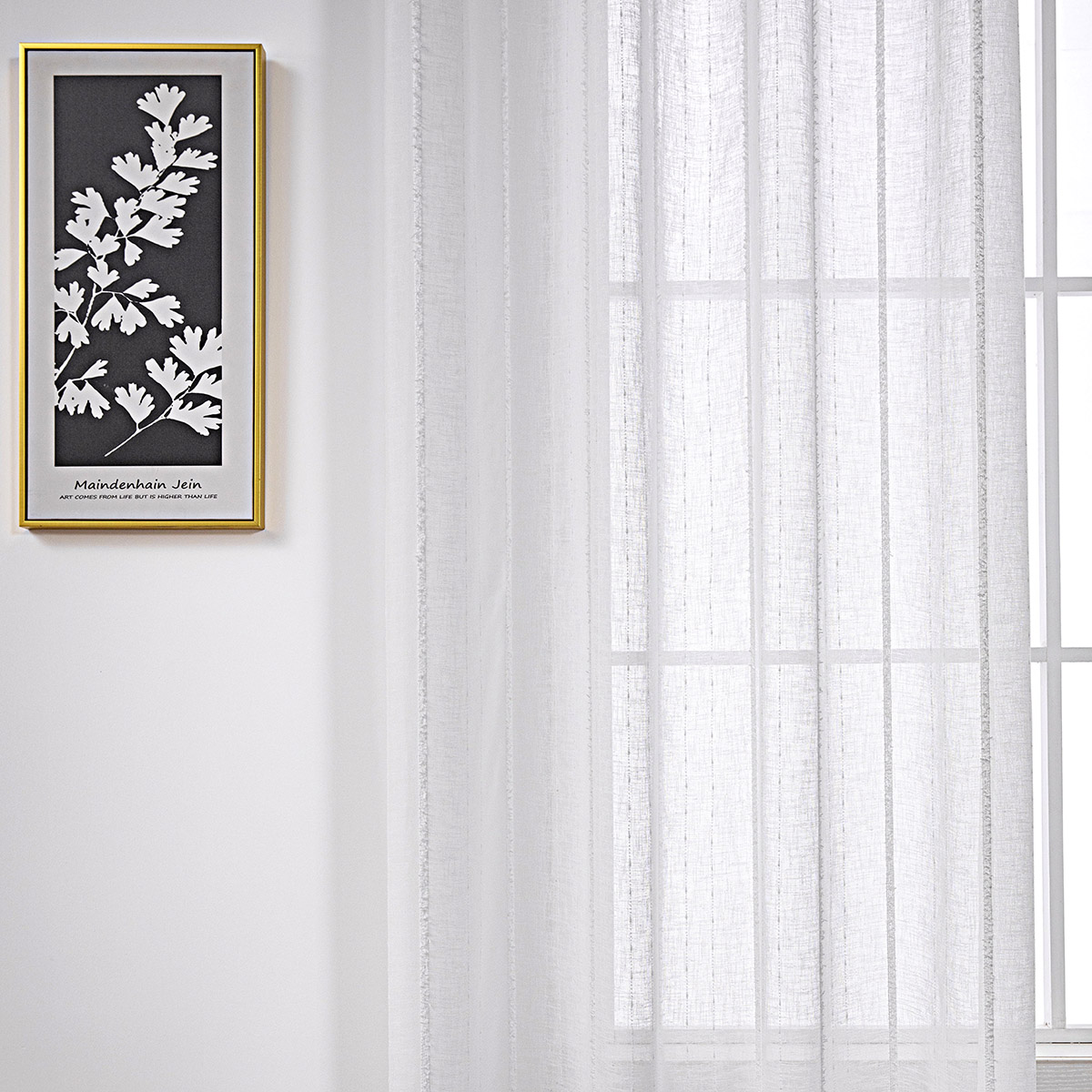 Κουρτίνα γάζα με σενίλ και 8 μεταλλικούς κρίκους Art 8441 140×270 Λευκό Beauty Home
