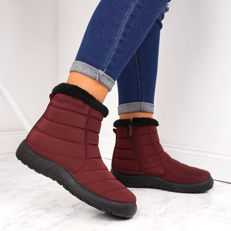 Waterproof snow boots with zipper NEWS W EVE181C burgundy