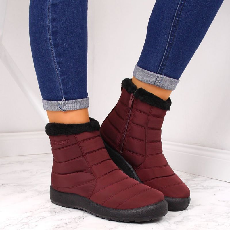 Waterproof snow boots with zipper NEWS W EVE181C burgundy