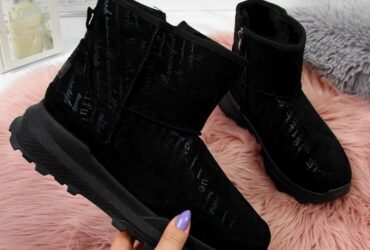 NEWS W EVE311A black suede snow boots