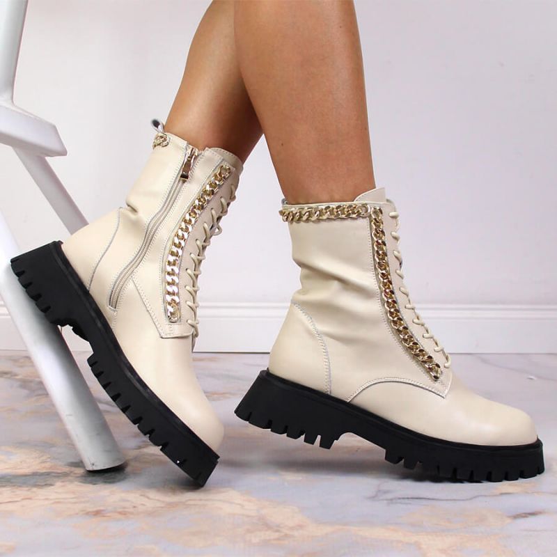 Leather ankle boots with a chain insulated Artiker W HBH40