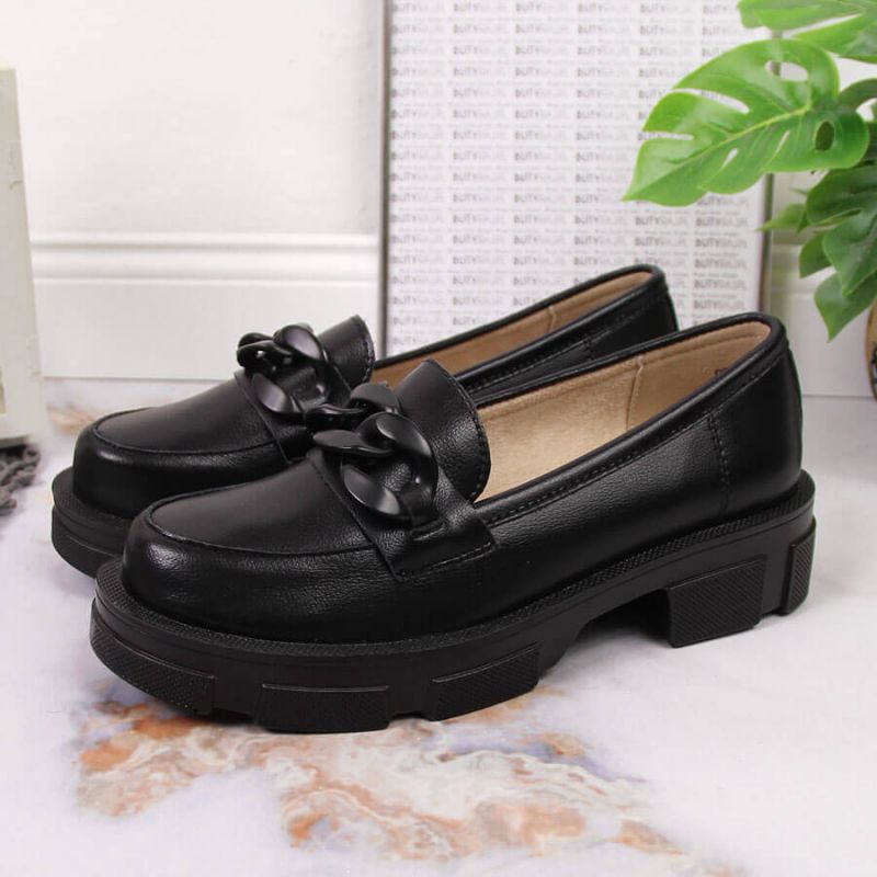 Leather shoes with chain Filippo W PAW252C black