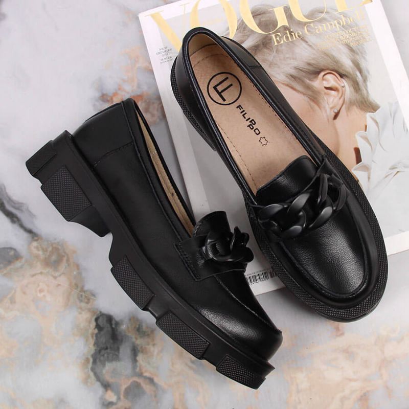 Leather shoes with chain Filippo W PAW252C black