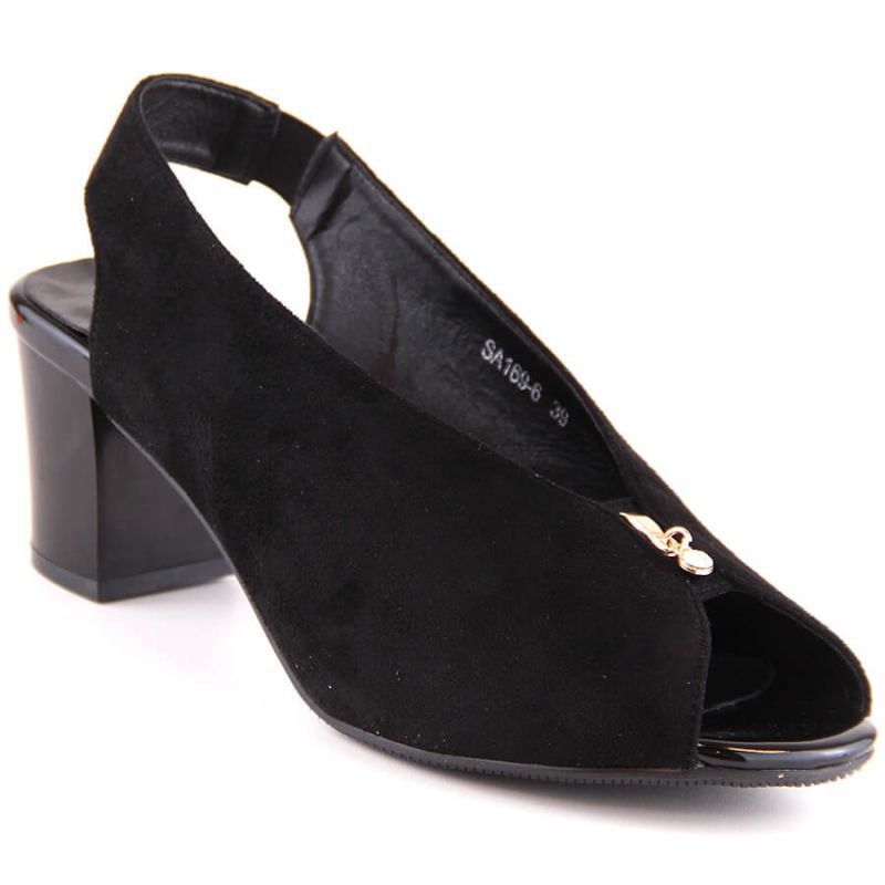 M.Daszyński W SA169-6 black suede slip-on sandals