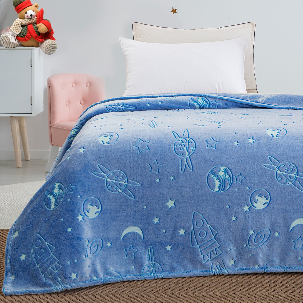 Κουβέρτα μονή φωσφορίζουσα Art 6139  160×220 Γαλάζιο Beauty Home