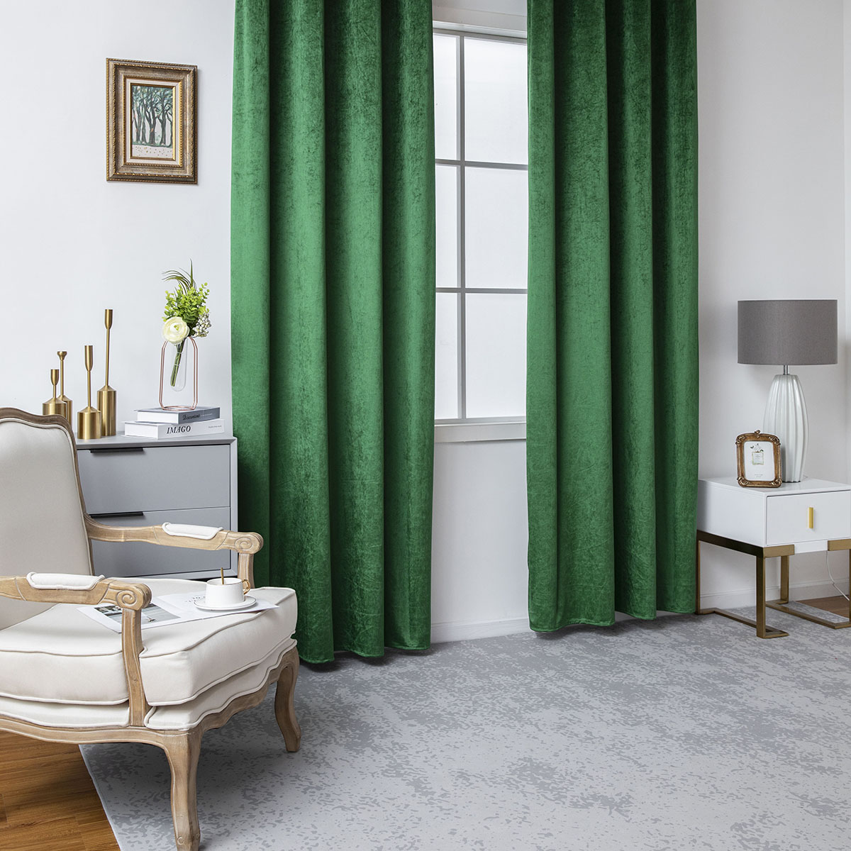 Κουρτίνα βελούδο σκίασης με 8 μεταλλικούς κρίκους Art 8399 140×270 Πράσινο Beauty Home