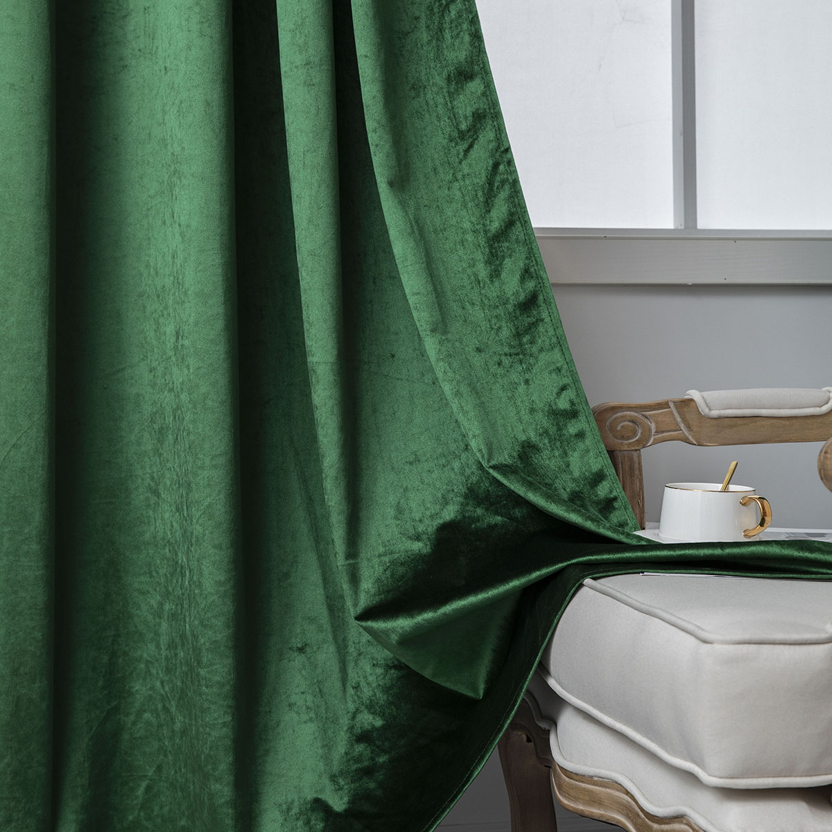 Κουρτίνα βελούδο σκίασης με 8 μεταλλικούς κρίκους Art 8399 140×270 Πράσινο Beauty Home